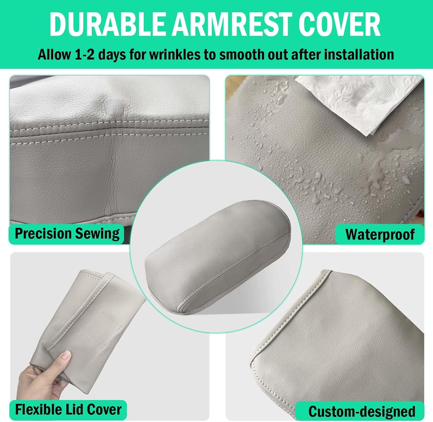 Center Console Cover for Toyota Camry 2007 2008 2009 2010 2011 - Armrest Cover with Non-Slip Design, PU Leather Middle Console Cover to Hide Scratches & Wear