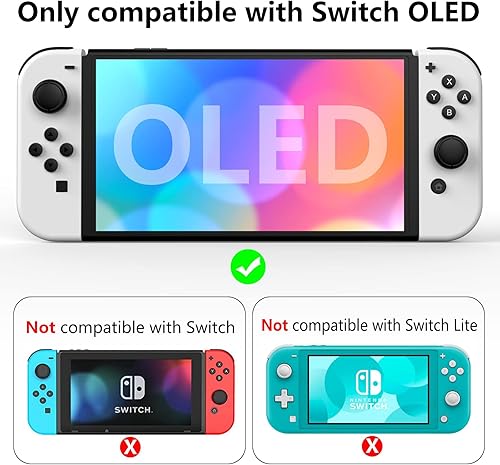 Miniatura 7 de Switch OLED - Funda protectora transparente acoplable a prueba de golpes para Nintendo Switch OLED modelo 2021 con protector de pantalla y tapas