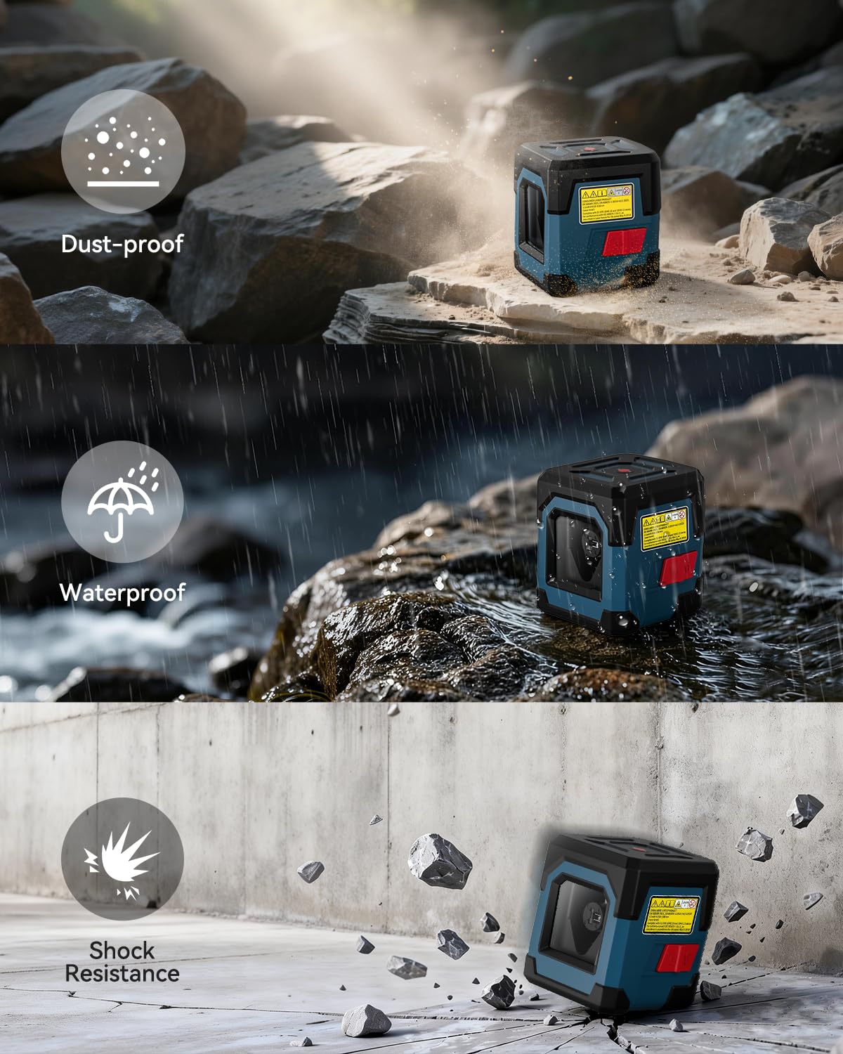Nivel Láser con 1M Trípode,RockSeed Cruz Verde Nivelador láser Puntos Horizontales y Verticales Nivel Laser Autonivelante Giratorio de 360 grados con Modo Manual/Autonivelante IP54
