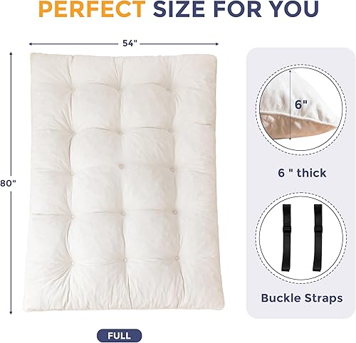 Miniatura 2 de MAXYOYO Colchón japonés de suelo tamaño matrimonial, colchón futón plegable de 6 pulgadas, cama enrollable de felpilla gruesa, tapete de tatami para