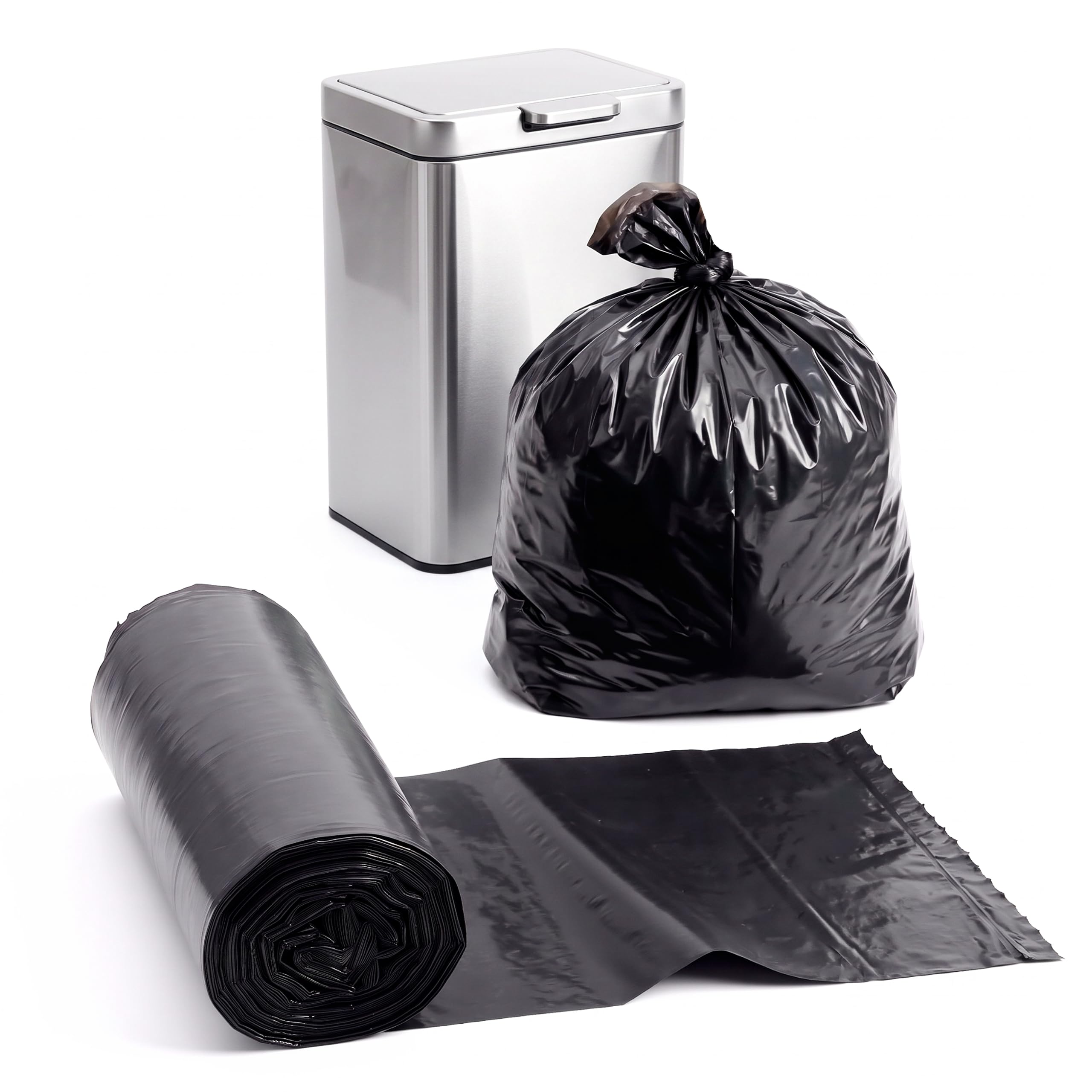 GEEZY 30 Litre Small Black Bin Bags, Pack of 20 Everyday Garbage Bags | Recyclable refuse sacks fit standard waste cans. Anti-drip bin liners for home, office, kitchen, bathroom & daily tasks.
