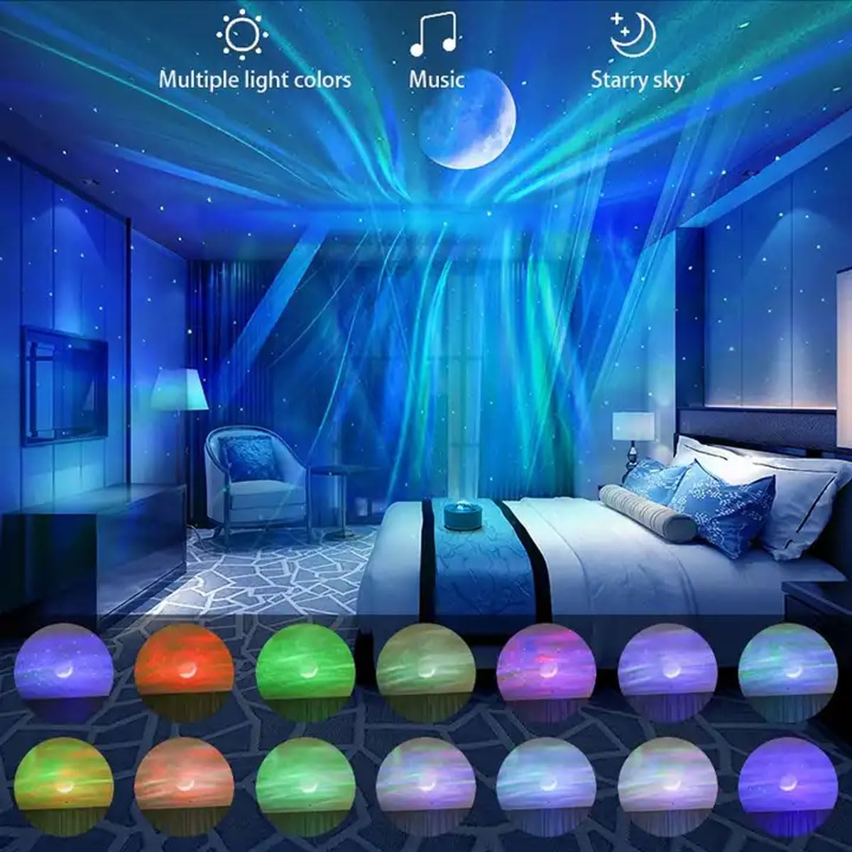 Proiettore Star Galaxy, aurora boreale RGB con altoparlante Bluetooth, telecomando timer, luce notturna USB per decorazione della stanza, regalo per feste in casa