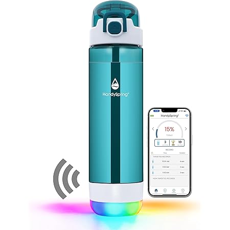 HANDYSPRING - Smart Water Bottle with Reminder to Drink Water - Lights and Sound (On-Off) Hydrate Glow Bottle 26 oz, Track Your Sips with Straw, Smart Hydration Reminder, Travel Water Bottle HS03GN