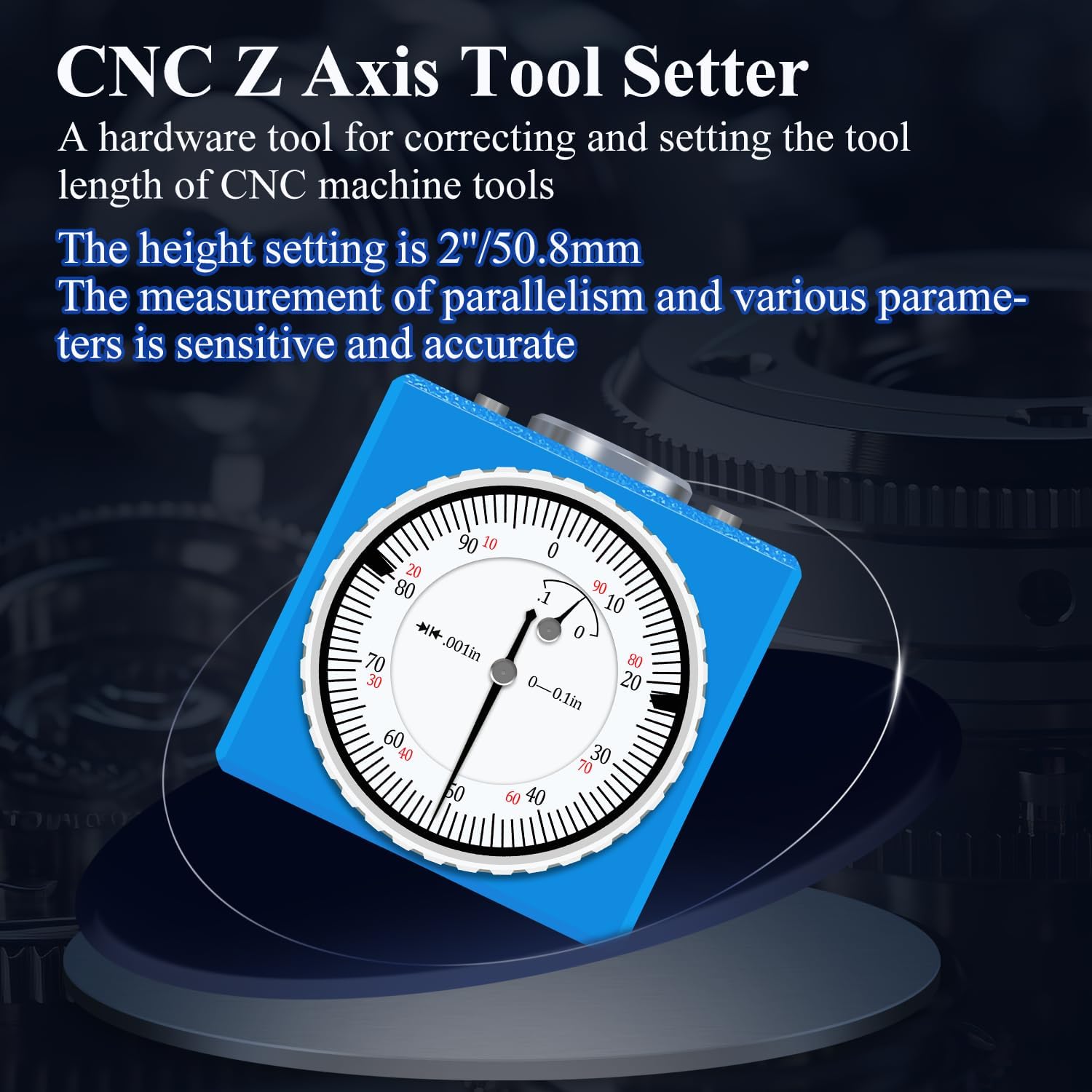 Z Axis Zero Setting 0-0.1'' X 0.001'', 2" Zero CNC Instrument Setter,CNC Machining Center Blade Adjuster,for CNC Lathe,Milling Machine,Drilling Machine