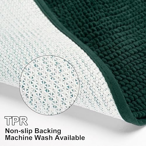 Miniatura 40 de Urvoix Juego de 3 alfombras de baño de felpilla antideslizante, ultra suave y súper absorbente, para baño, inodoro y bañera (verde azulado) Verde