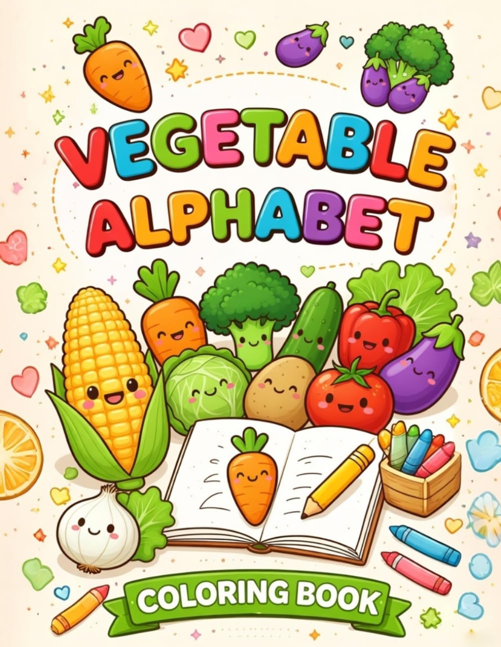 ABC Vegetable Coloring Book for Toddlers Ages 2–5 | Easy Alphabet Learning with Fun Vegetable Pictures | Preschool & Kindergarten Activity Book