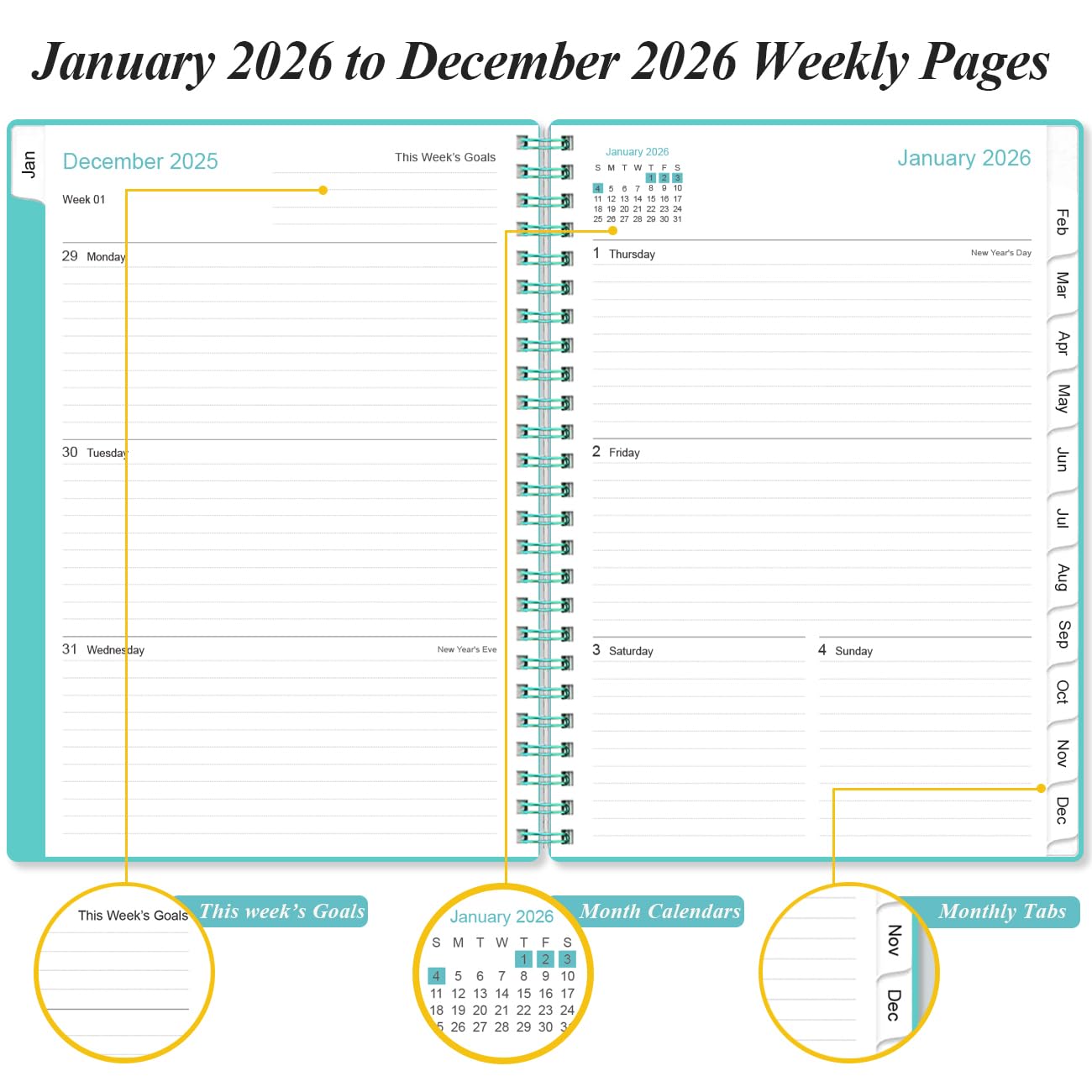 Snapklik.com : 2026 Planner - A5 Weekly & Monthly Planner Spiral Bound ...