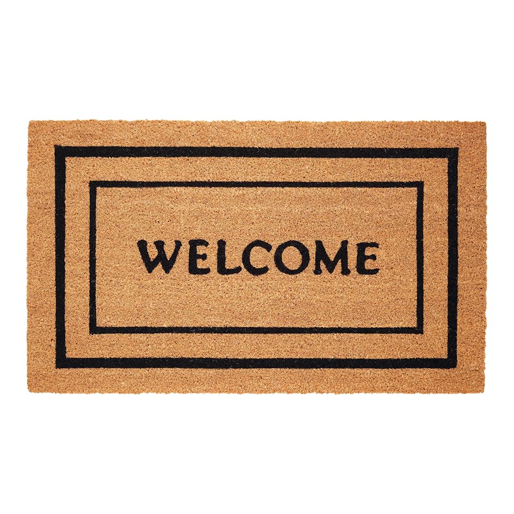 KANKUN Coco Coir Door Mat with Heavy Duty Backing, Welcome Doormat (17" x 30"), Doormat Indoor Entrance (Welcome Double)