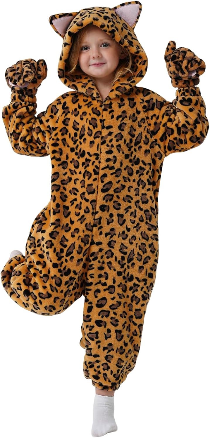 Kids Cheetah Costume for Girls Leopard Cat Onesie for Girls Animal Costume Halloween Christmas Jumpsuit - Image 7