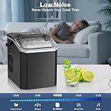Ice Maker Machine,9 Ice Cubes in 6 Mins,14KG in 24H,2 Bullet Ice Sizes,Self-Cleaning. Portable Ice Cube Maker with Handle, Ice Scoop and Basket for Home/Kitchen/Office/Bar (Black) - 7