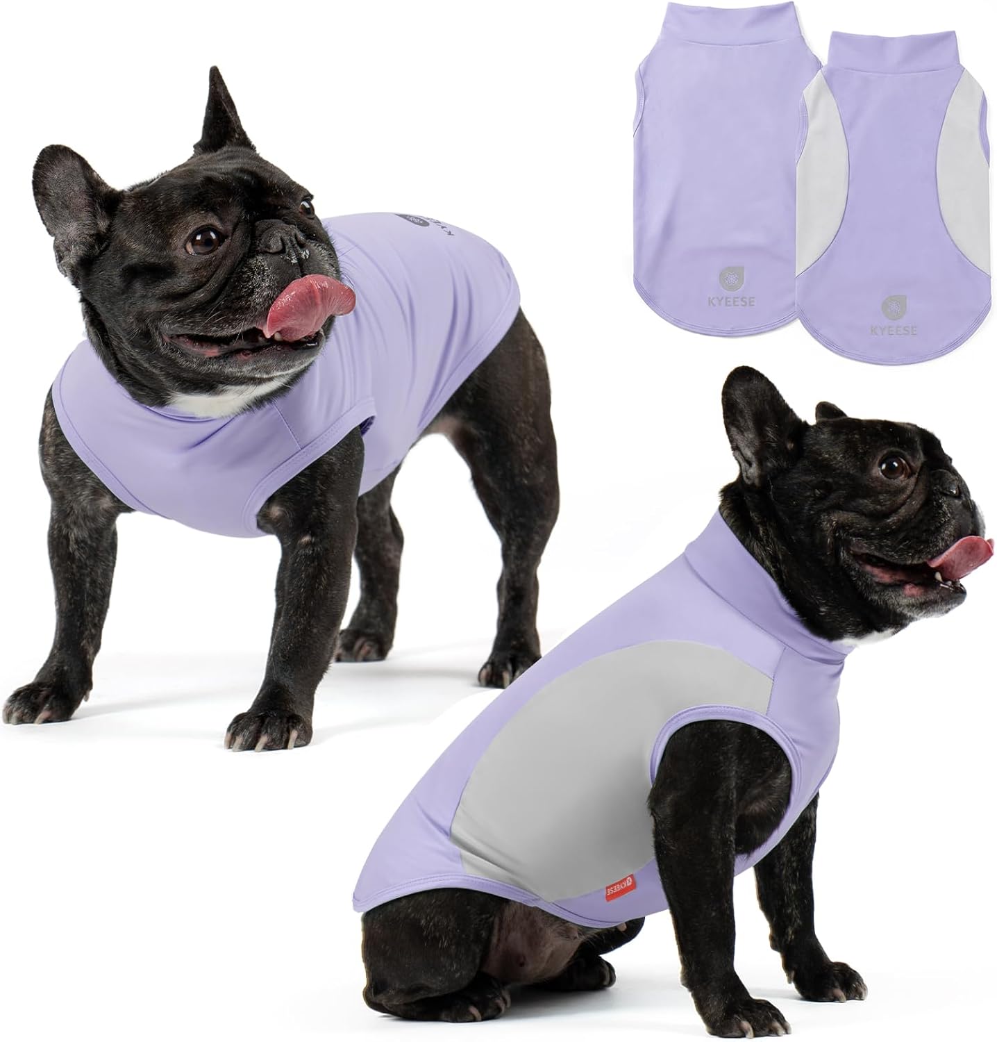 KYEESE 2Pack Dog Cooling Shirt, Breathable Dog Shirt for Small Dogs Girl Boy, Sun Protection Reflective Pet Vest, Lightweight Soft Tank Top Sleeveless Summer Dogs Clothes, Purple, M