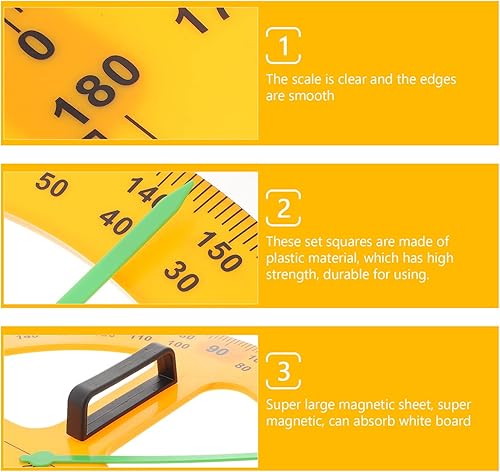 Miniatura 7 de 1 transportador, transportador grande para transportador de geometría con brazo oscilante, herramienta de medición magnética, suministros escolares