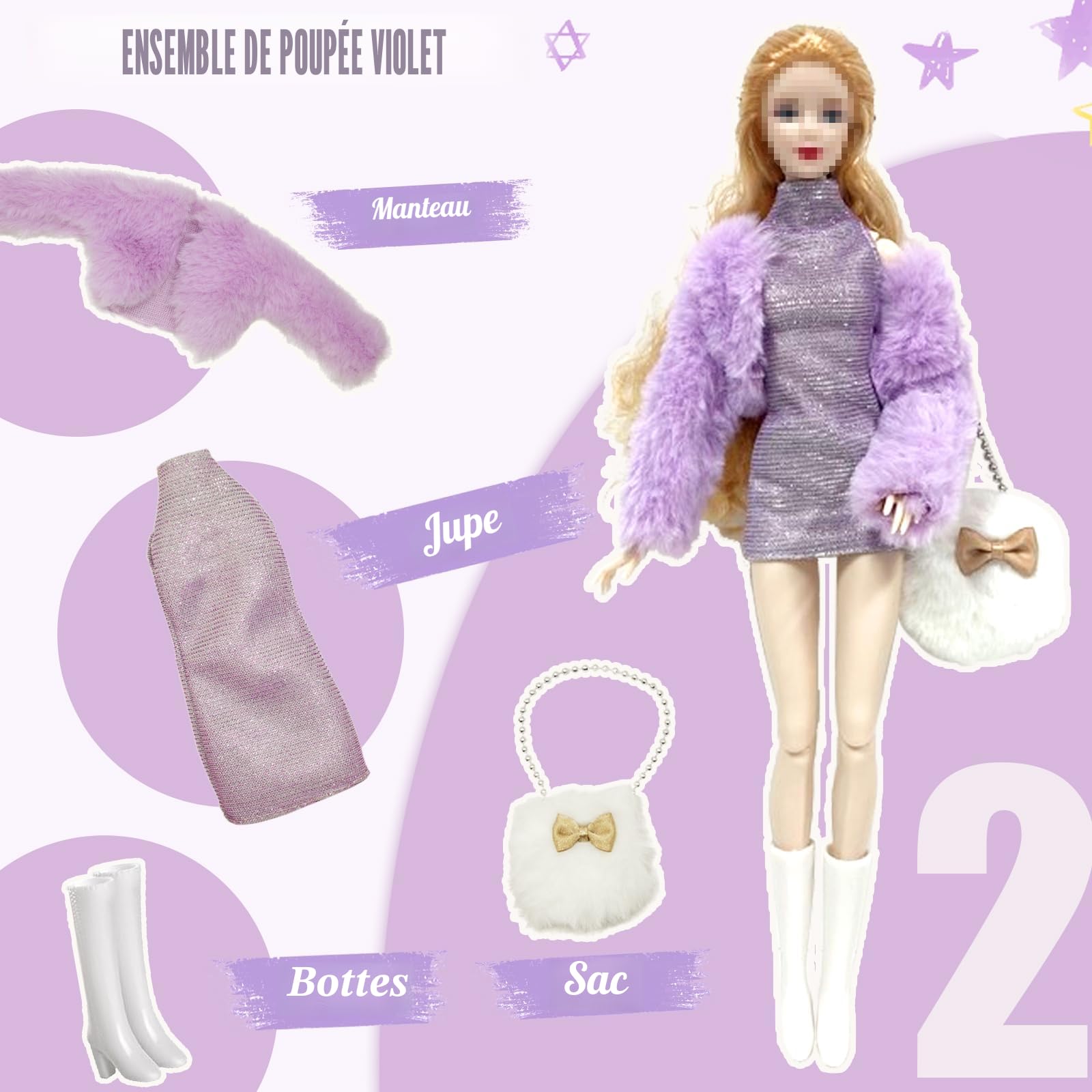 20 pcs Vêtements et Accessoires de Poupée pour Poupée 11,5 ", Inclure Robes de Soirée, Jupes, Costumes de Mode, Pantalons, Chapeaux, Chaussures, Sacs, Accessoires pour Cheveux, Cadeaux Fille
