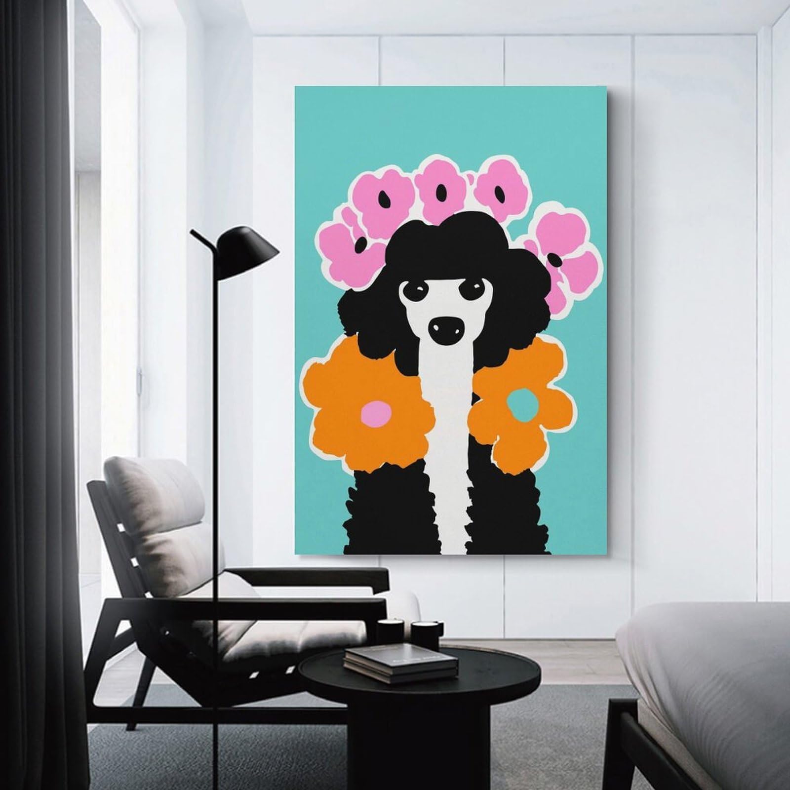 Junmoney Unframe-Style Poodle Dog Nature Lover Canvas Art Print 16X24inch(40X60cm), For Bedroom Decor, Cosy Corners Or Studios, An Easy Wall Refresh For Bedrooms