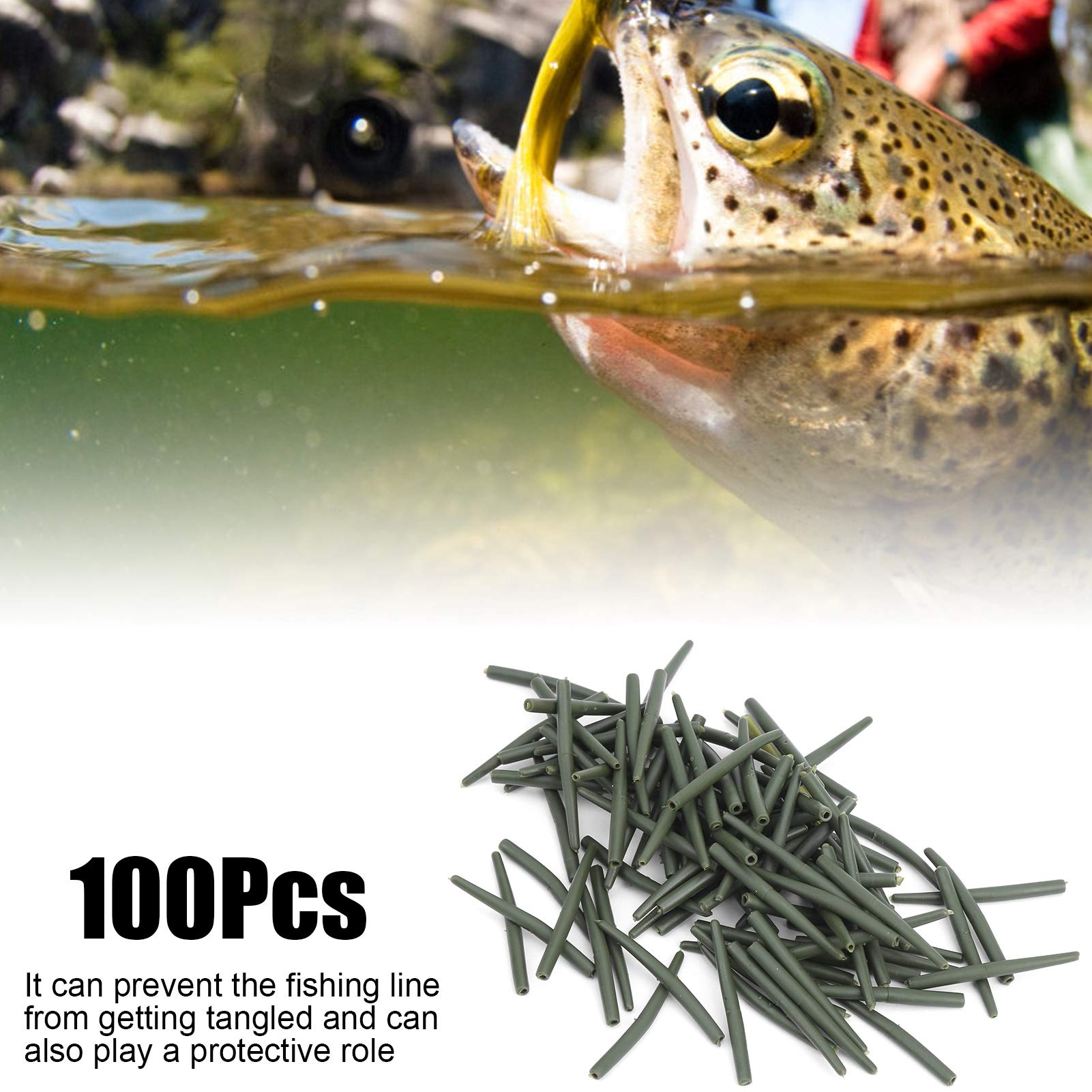 Manchon De Joint Anti-enchevêtrement De Pêche, 36MM 100 Pièces/Ensemble De Plate-Forme De Pêche à La Carpe Manches Anti-enchevêtrement Terminal