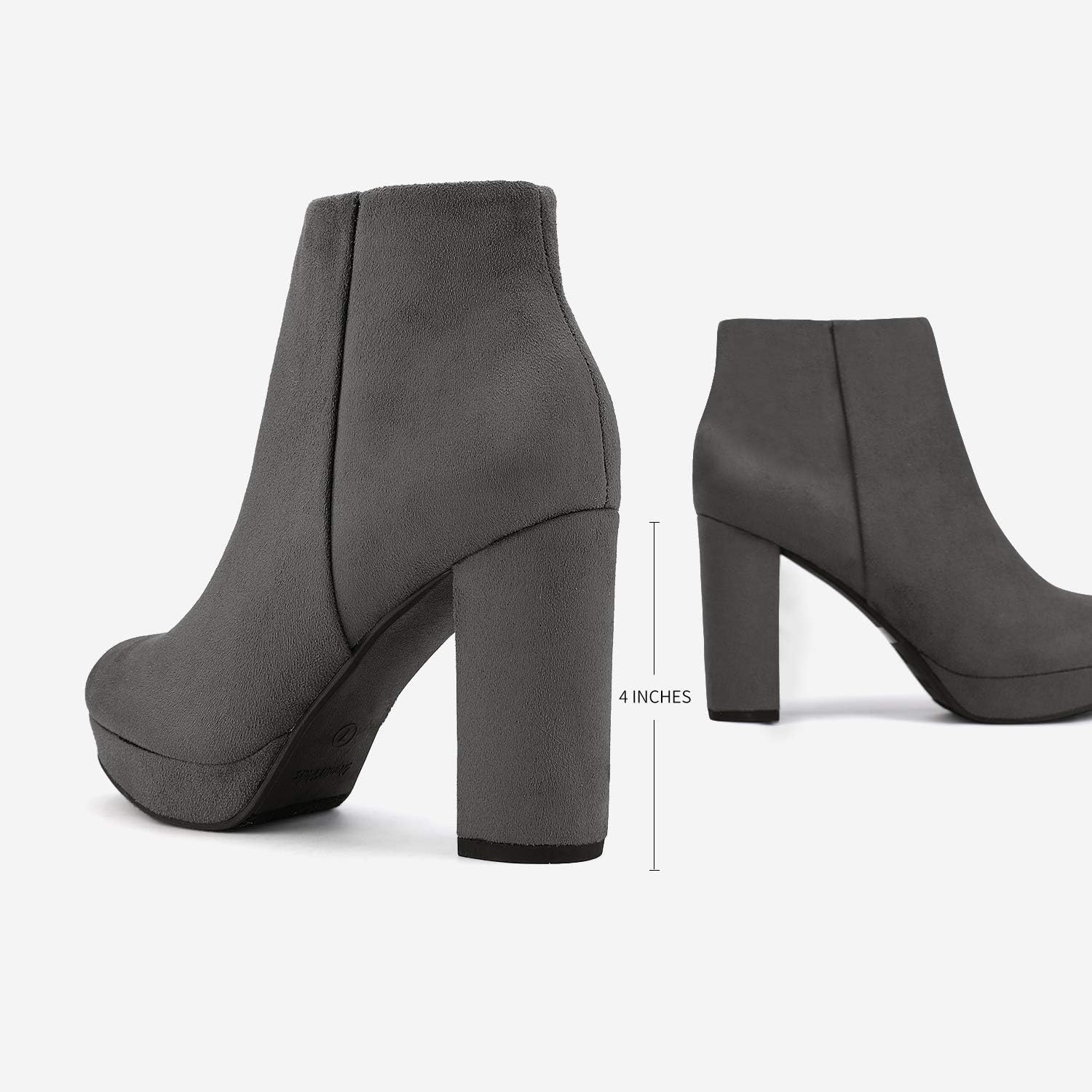 DREAM PAIRS Women's Stomp High Heel Ankle Boots 5 Grey