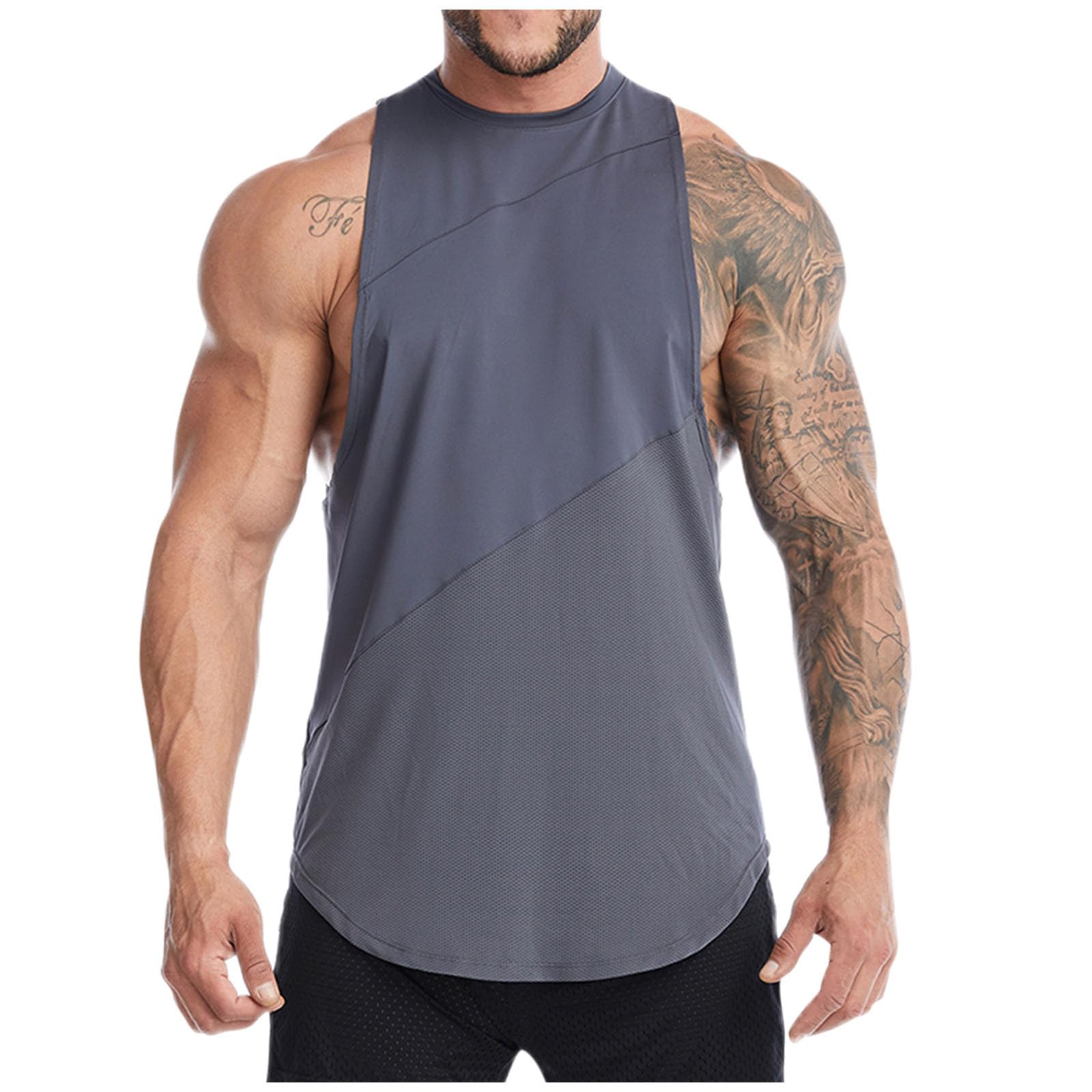 Men's Muscle Tank Tops Quick Dry Workout Gym Tanks Casual Sleeveless T Shirts Athletic Bodybuilding Beach Cut Off Shirt Tee