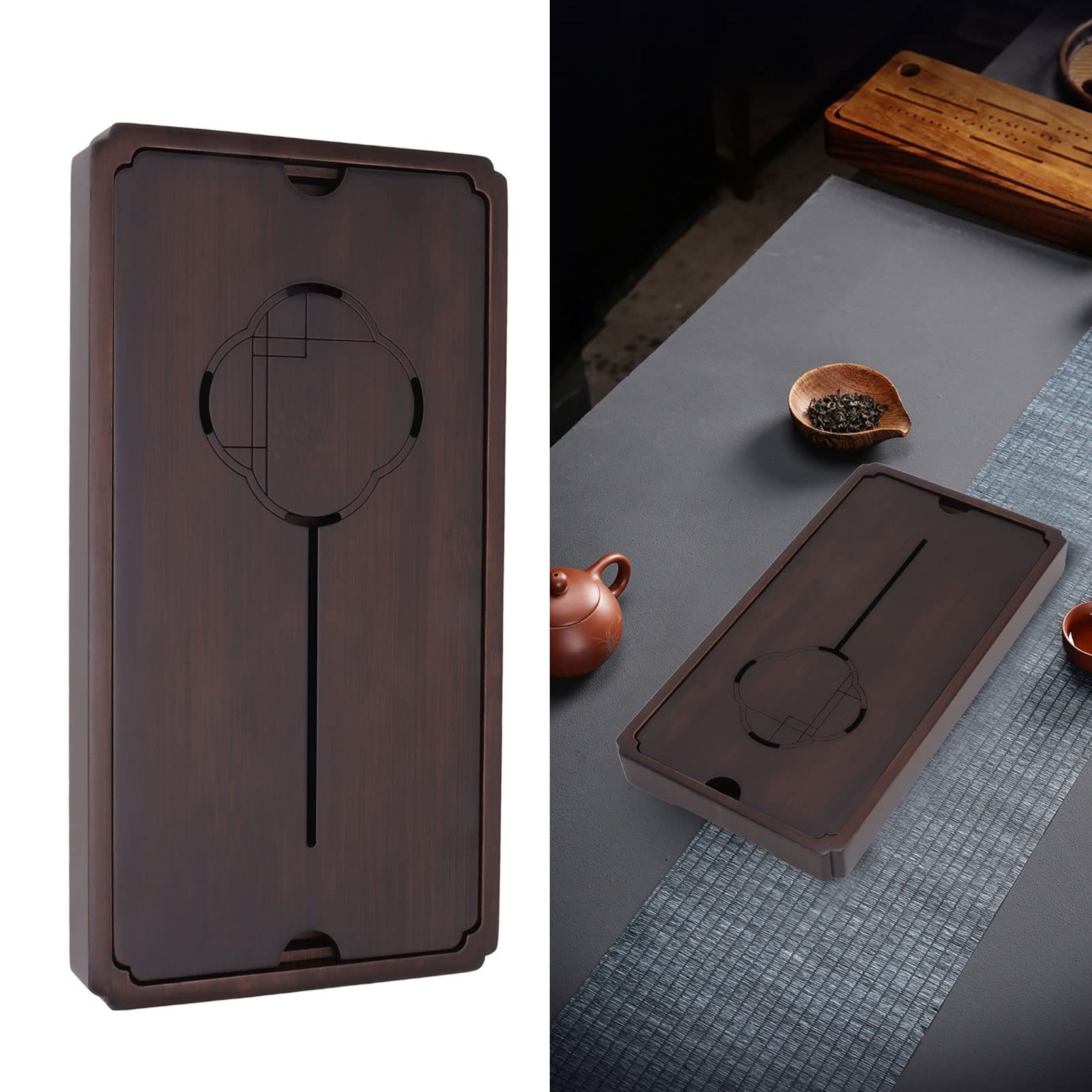 Chinesische Tee Tablett, Anti -Spill tragbare Gongfu -Tee -Set Wassertablett Tee Tisch für eine einfache dekorative Haushaltsbüro Bar (Kleine Größe (29,9 x 15 x 6,7 Zoll))