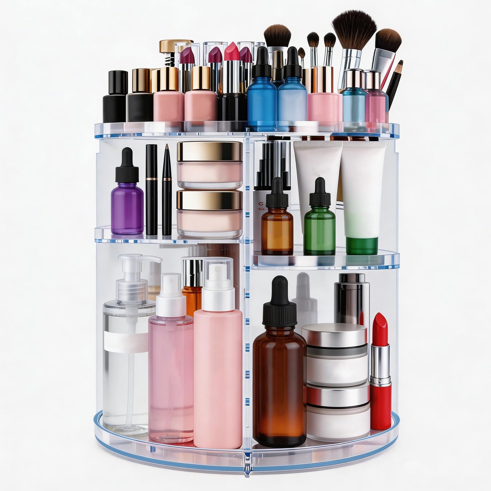 Zatix​Bu Transparent Rotating Makeup Organiser, 6-Tier Adjustable Cosmetic Organiser With 360 Degree Rotation, Large Capacity Cosmetic Storage For Cosmetics Perfume, Spinning Make Up Storage For Vanity Table