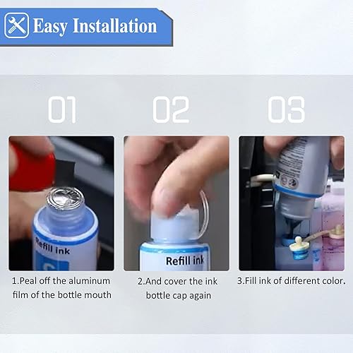 Miniatura 4 de SHUOLEI Tinta 664 T664 compatible con botellas de tinta de repuesto Epson T664, funciona con EcoTank ET-2650 ET-2500 ET-2550 ET-2600 ET-4500