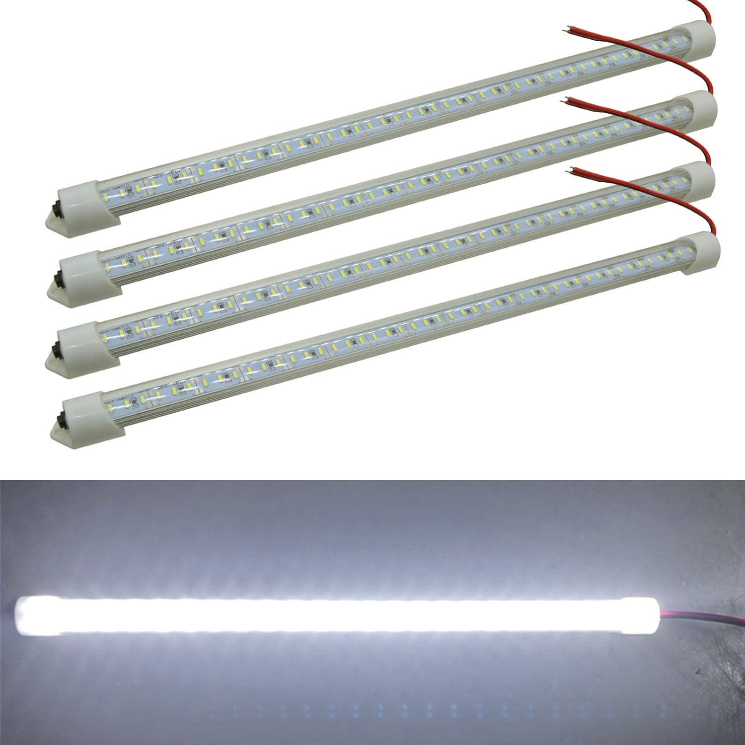 Ampper 12V Interior LED Light Bar, 48 LEDs Interior Light with Switch for Car Van RV Cabinet Showcase Indoor Home and More (4 Pcs) : Automotive
