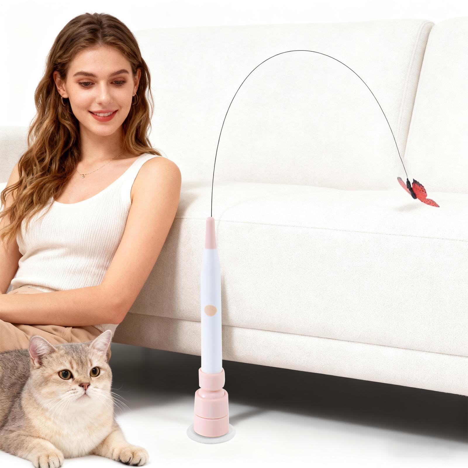 Juguetes para Gatos， Palo de Ejercicio for Mascotas Desmontable 2 Modos: Juguetes interactivos for Gatos Interior