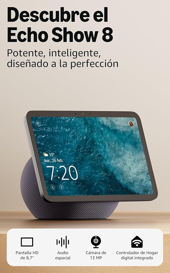 Amazon Echo Show 8 (última generación): pantalla HD de 8,7" con audio ...