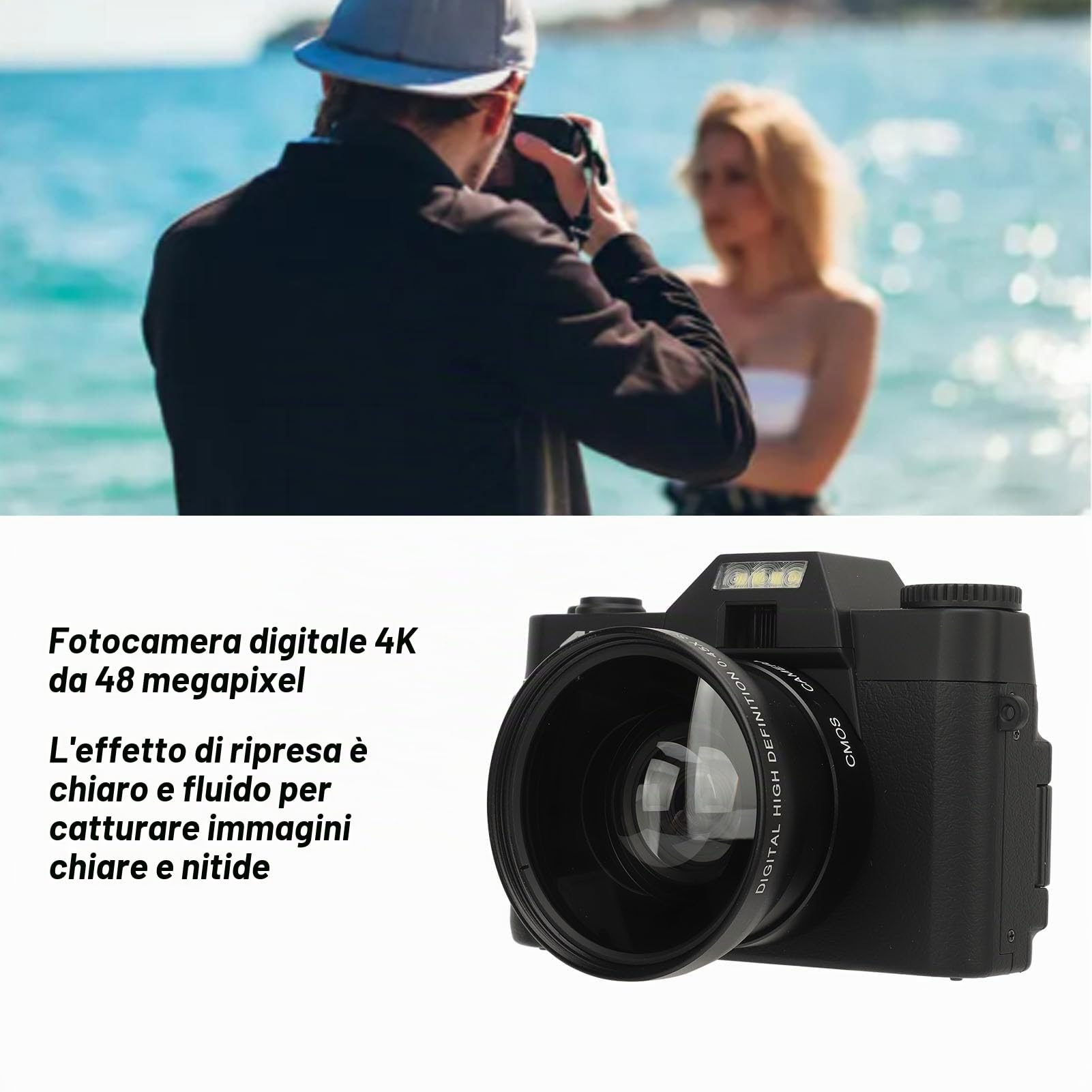 Macchina fotografica digitale, 75MP 5K Vlog Camera con 180 ° Flip Screen 1500mAh, Autofocus 16X Zoom Video Camera, Fotocamera da viaggio per ragazzi ragazze bambini principianti