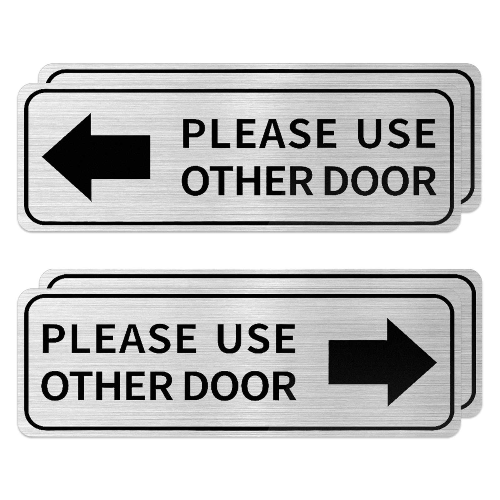Meitaat Please Use Other Door Sign Aluminum 12x4 Inch Self-Adhesive Left Right Arrow Metal Waterproof for Business Office Entrance 4 Pack