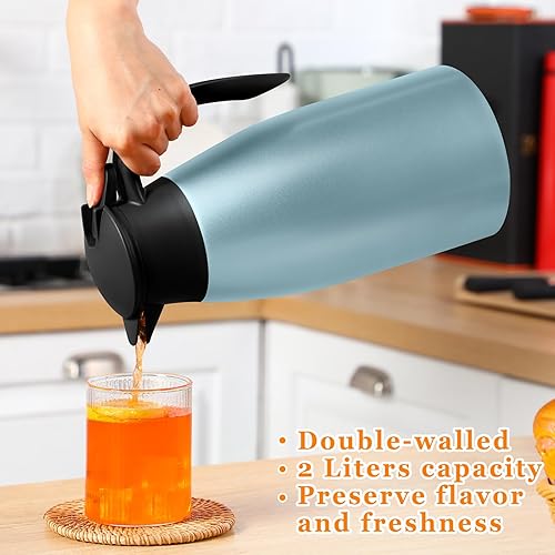 Miniatura 6 de Norme 2 jarras térmicas de café de 68 onzas con aislamiento de acero inoxidable para líquidos calientes, dispensador térmico al vacío con cepillos