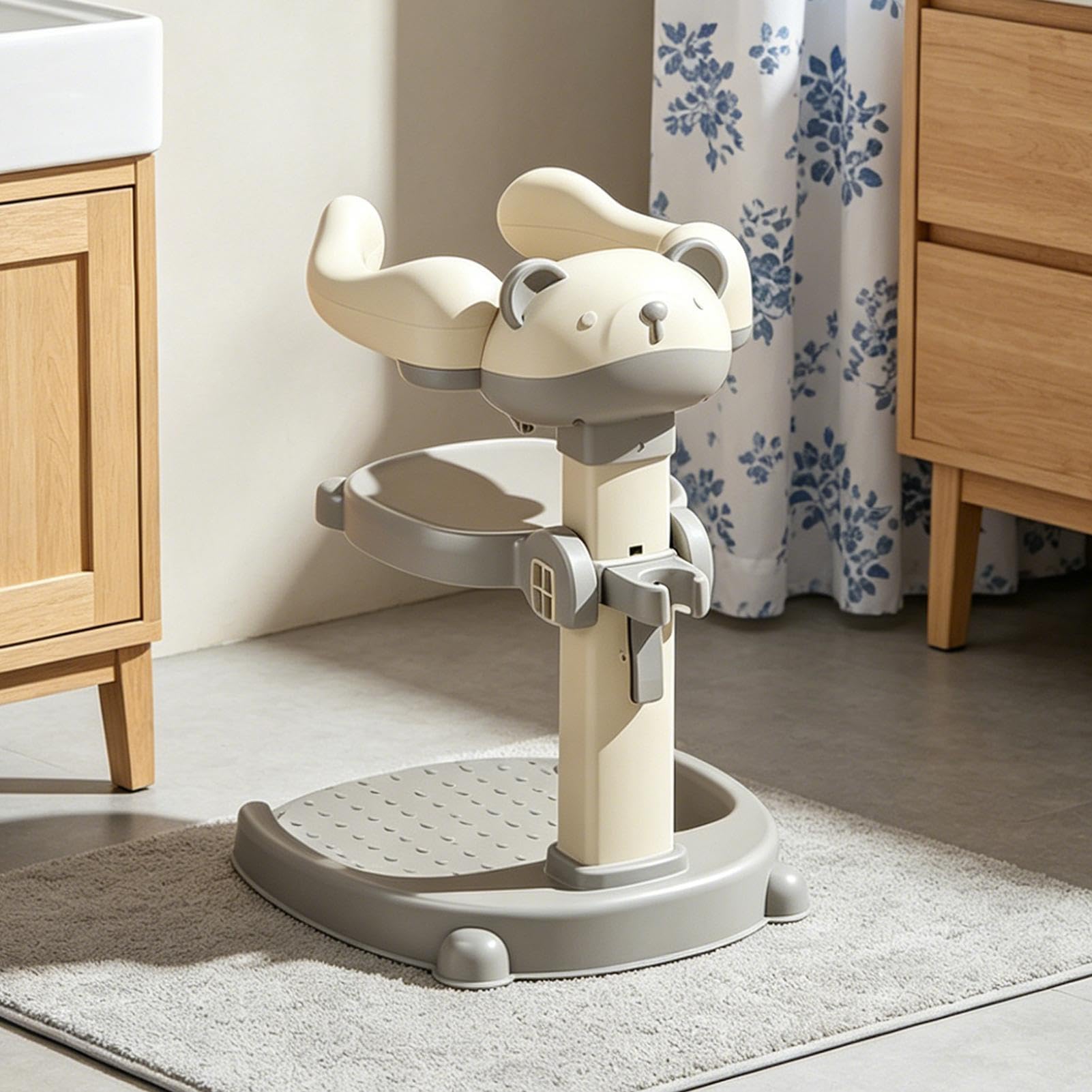 Kinder Badestützgriff 2-in-1 Sitz abnehmbar höhenverstellbar | Duschunterstützung mit Armlehne für Badezimmer Hotel Badewanne Wohnheim Apartment Wickeln Ankleiden