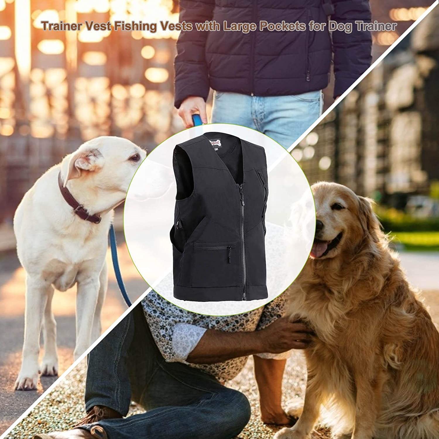 Gilet antivento per addestramento cani, gilet per addestratori di animali domestici, con tasche multiple, per viaggi, caccia, pesca