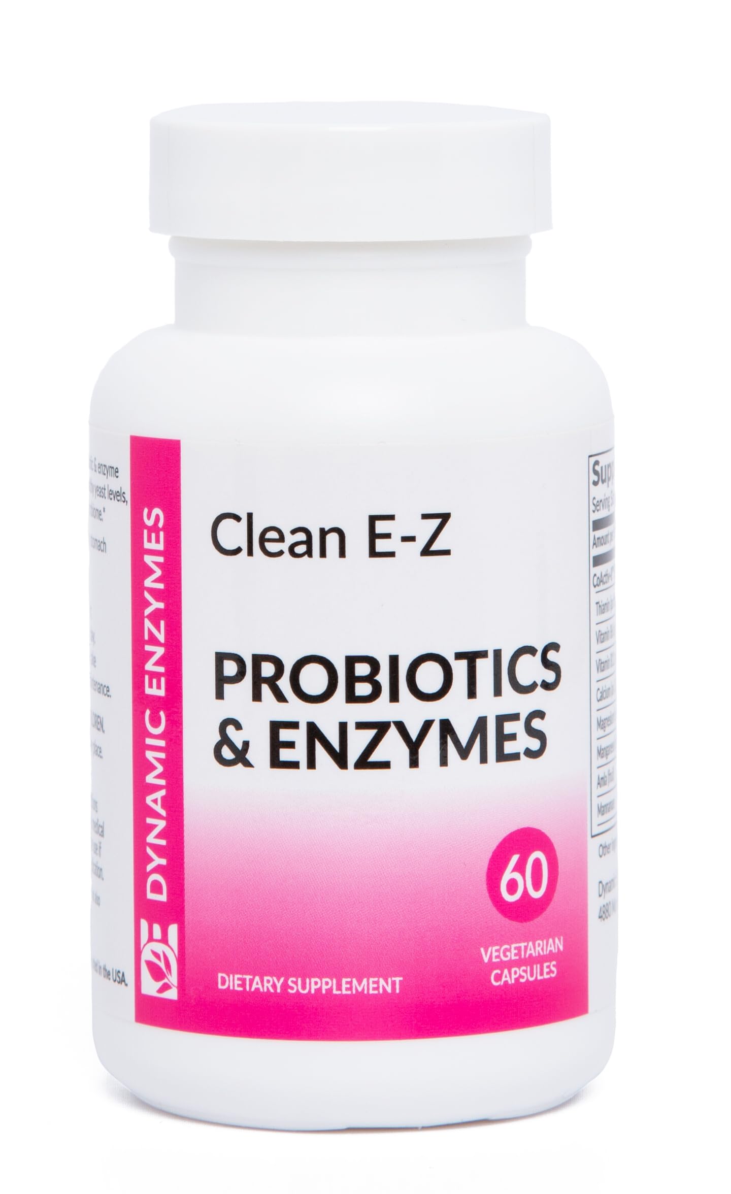 Clean E-Z Enzymes + Probiotics – Chitosanase Enzyme Blend with Shelf-Stable Probiotics – Supports Gut & Microbiome Balance – Empty Stomach Cleanse Support – 60 Veg Capsules