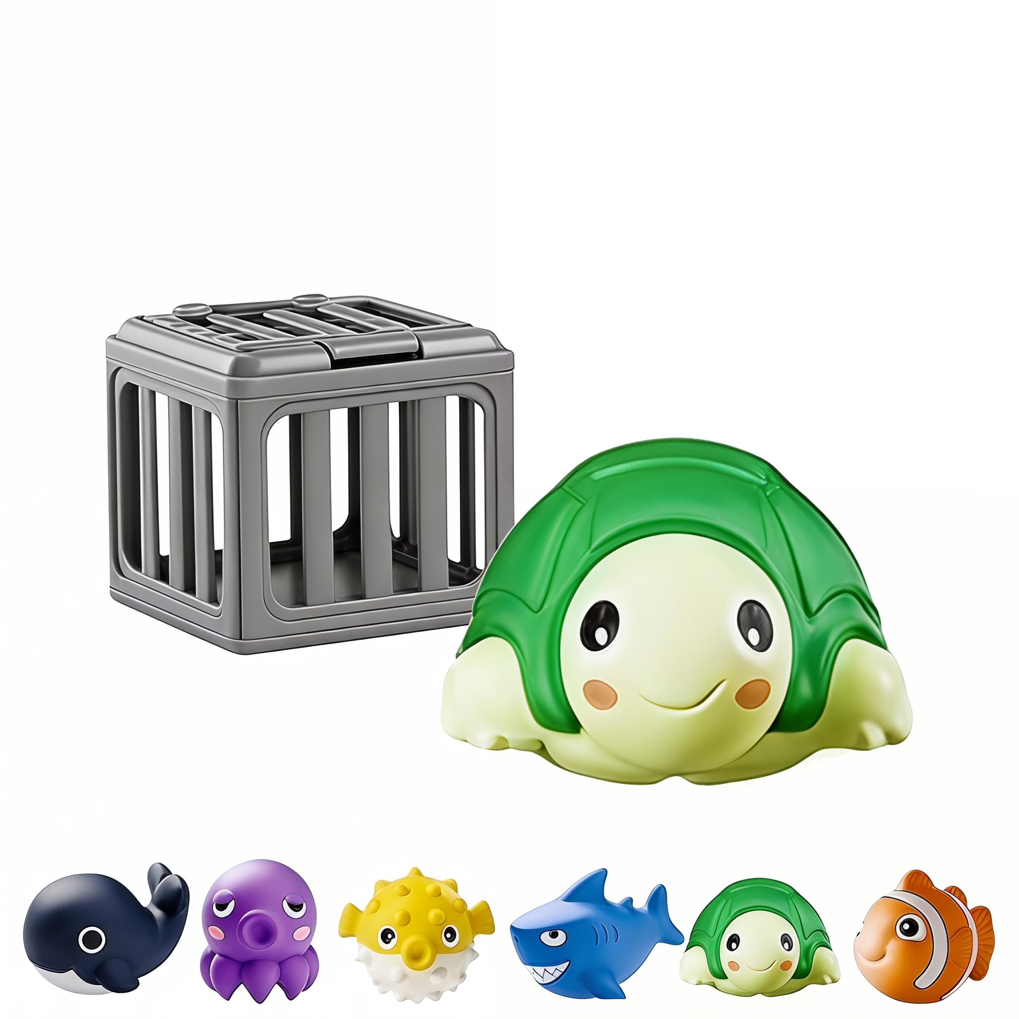 Summer Kids Pool Diving Toys, Water Swimming Dive Pool Game, Toddler Bath Toy Play Set with Fish Box Floating Animals, Fun Outdoor Beach Lake Swim Summer Party Gift for Boy Girl Kids Water Toys (f) โ image 1