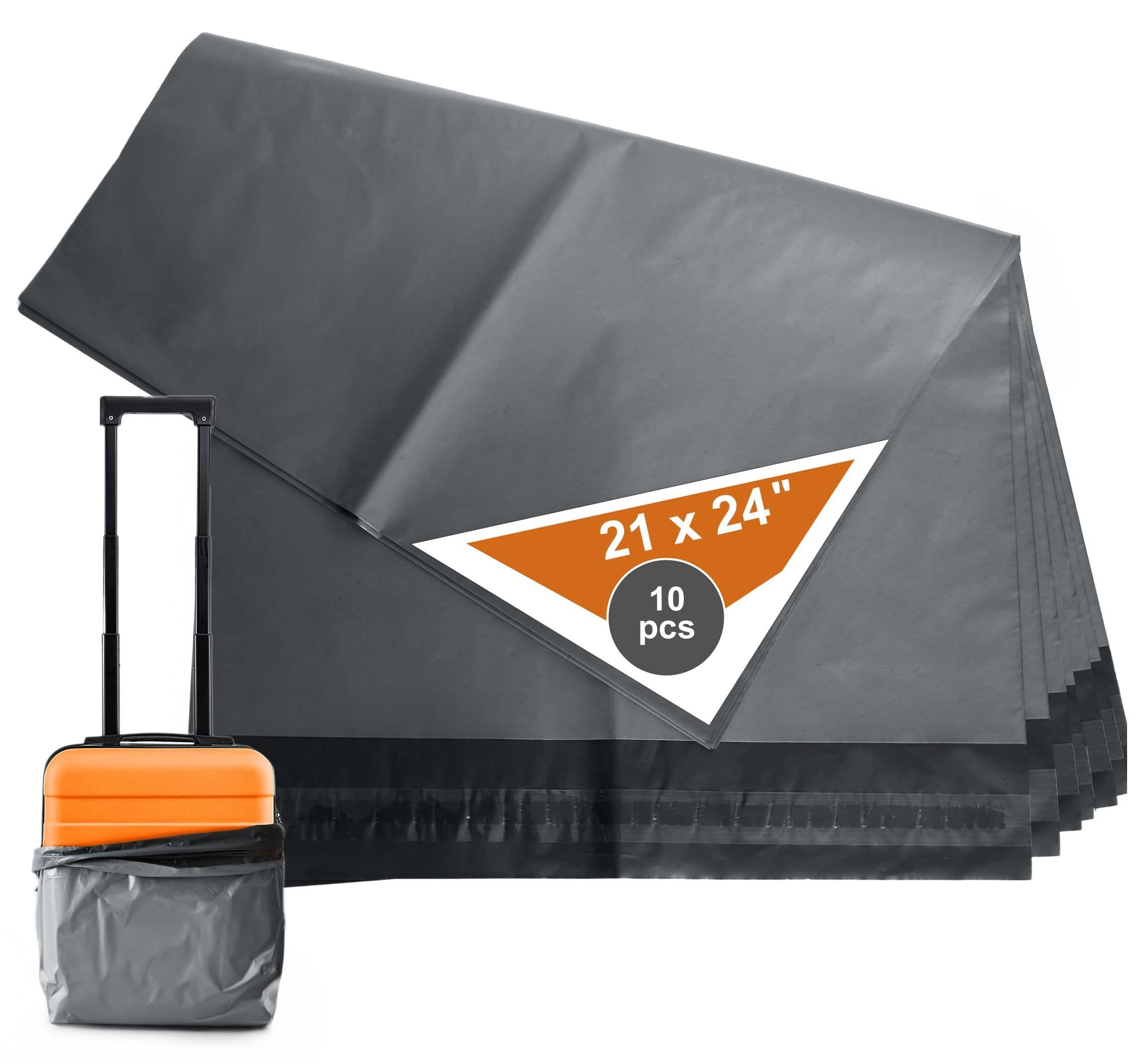 Go Pack Grey 10 X (21"X24") Self-Sealing Extra Large Postage Bag, 53Cm X 61Cm X 5Cm Extra Strong Parcel Bag For Clothes, Shipping And Packaging