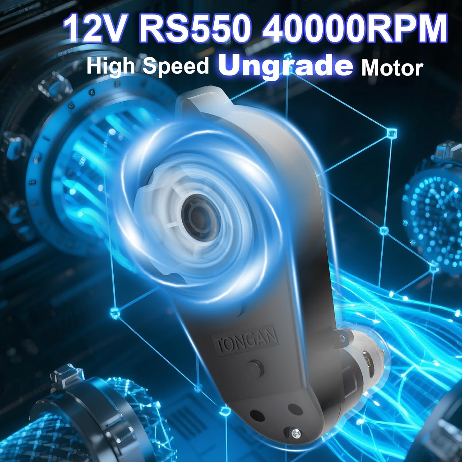 2Pcs 12V Powered Wheels Motor Upgrade Gearbox Electric Motor 12V RS550 40000RPM High Speed RS550 Drive Engine Jeep Upgrade Motor