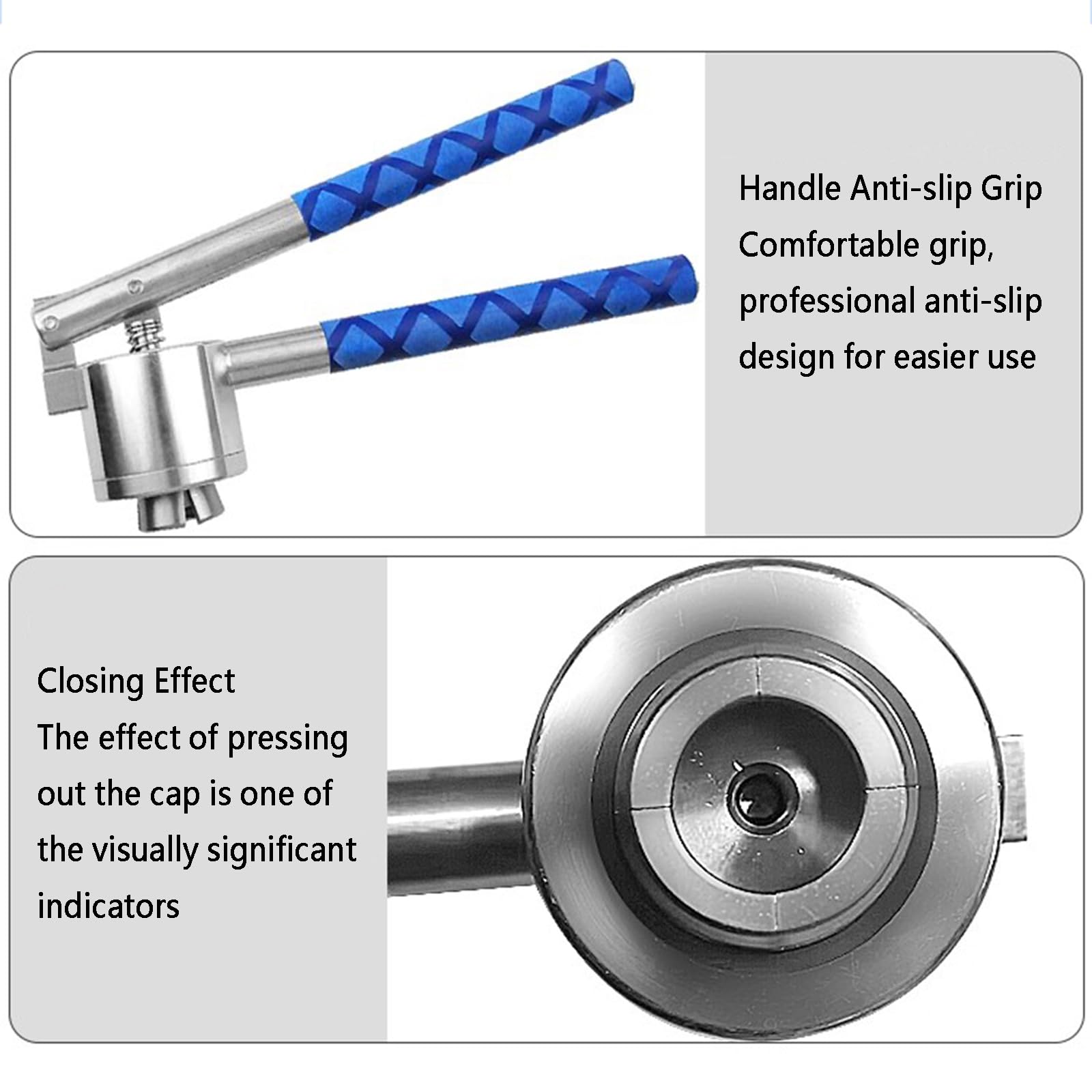 Pinza crimpatrice manuale per tappi di bottiglia, pinza in acciaio inox con manico antiscivolo, adatta per tappi in plastica-alluminio diametro 13 mm, ideale per flaconi spray