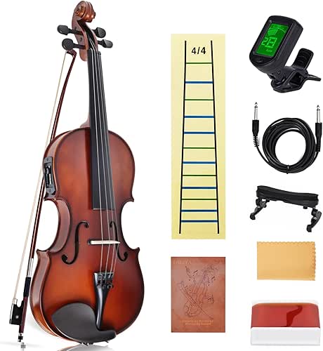 Electric/Acoustic Violin with Ebony Accessories - Perfect for Stage &