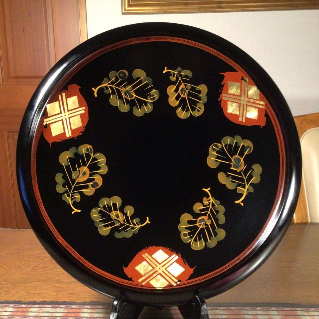 骨董　秀衡塗　翁知屋 『みち乃くの御器』　大皿　特大　皿立て付き 骨董 秀衡塗 翁知屋 『みち乃くの御器』 大皿 特大 皿立て付き 骨董 秀