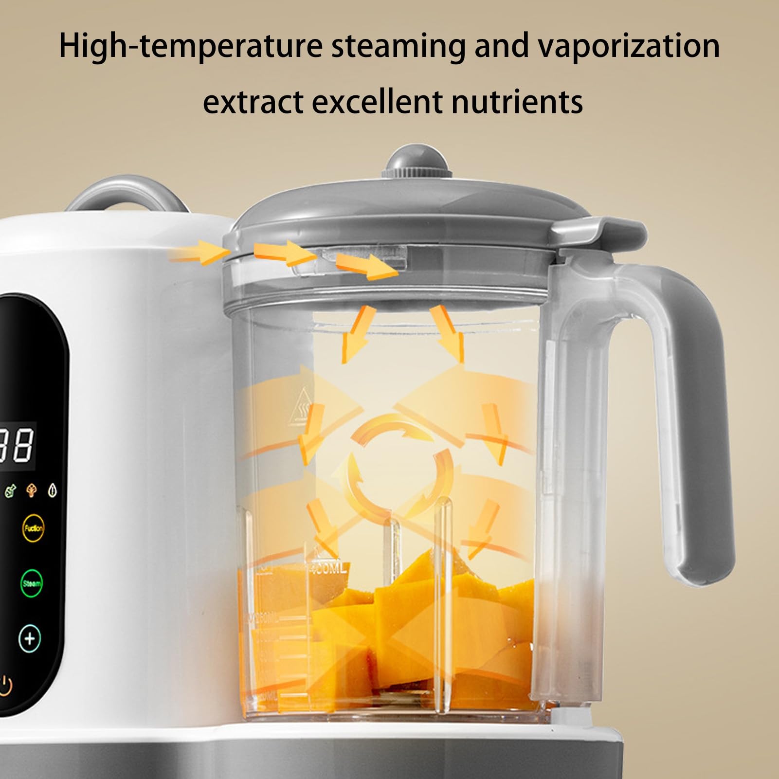 Máquina de alimentos para bebés, vaporizador y licuadora de alimentos para bebés, procesador eléctrico todo en uno, 450 W, acero inoxidable, máquina automática de puré, carne casera saludable de