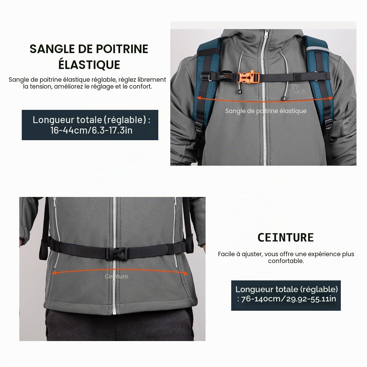 MOUNTAINTOP 35L Wanderrucksack Trekkingrucksack Outdoor Rucksack mit Regenhülle 55x30x18cm