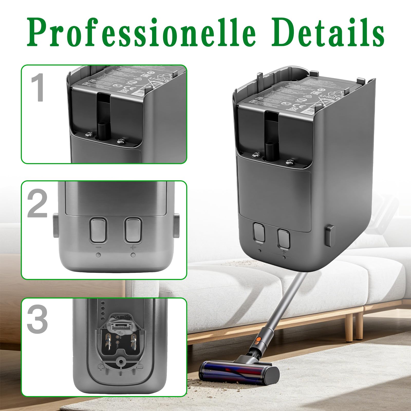 Akku 3468mAh Ersatzakku für Roborock H6 H7 Akku-Staubsauger, Kompatibel mit H6M1A H7M1A R200001 9.02.0211 9.02.0098, 22V