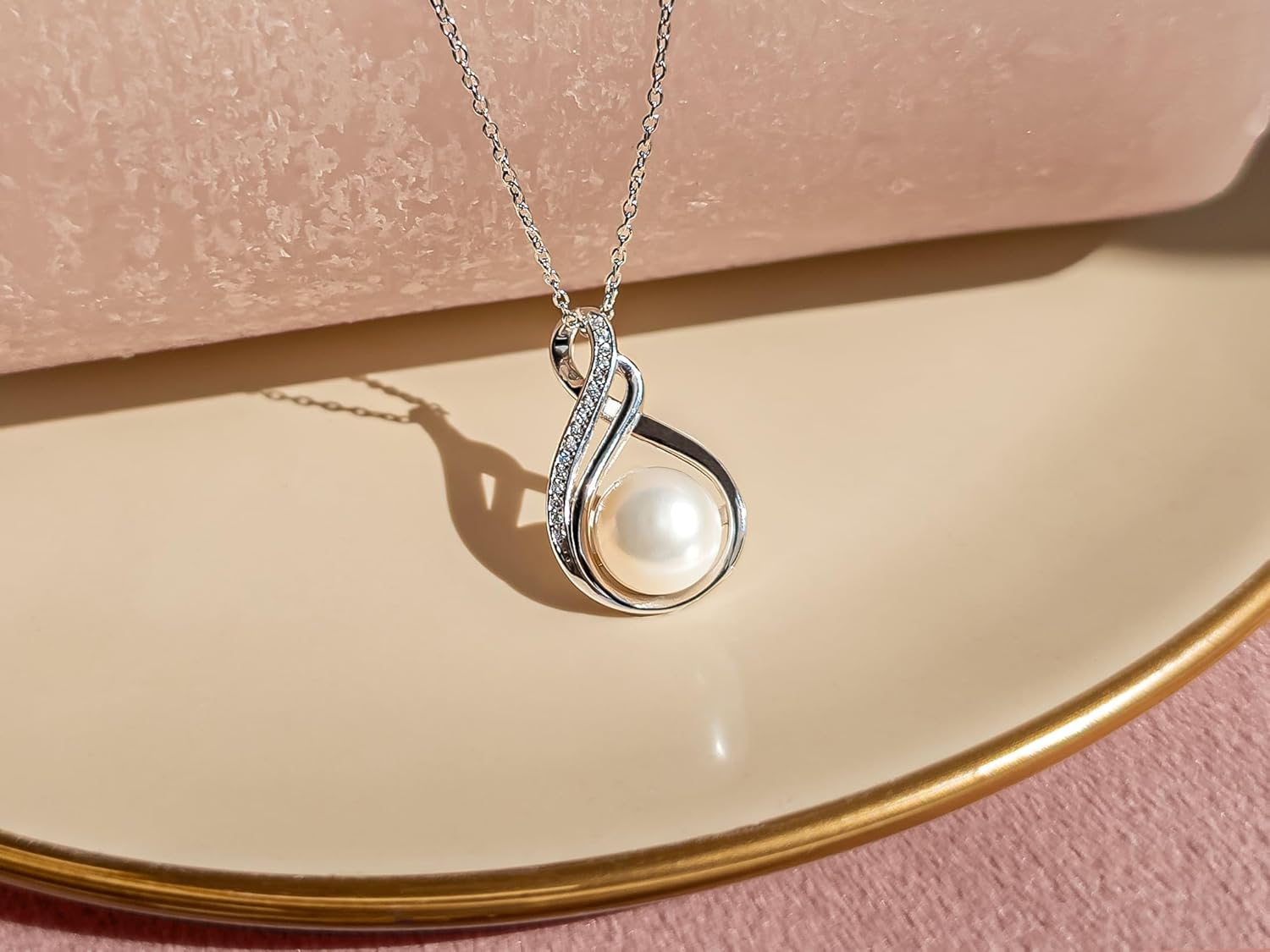 Gifts For Wife Wedding Anniversary - Mothers day gifts - AAA+ Real Pearl Necklaces For Women (18k Gold Plating 925 Sterling Silver) Mothers day necklace ideas Birthday Freshwater Pearl Necklace - Image 2