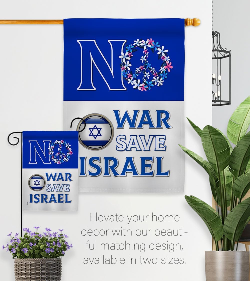 Israel Flag No War Save Israel Cemetery Banner Wall Lawn Door Decor Room Outdoor Garden Poster Bandera de Israeli Tapestry Home Indoor Grave Yard Sign for Outside House, Jewish Gifts Made in USA
