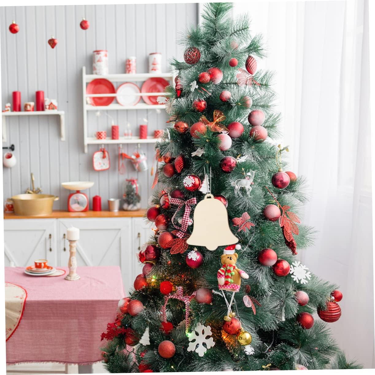 10pcs Christmas Wooden Bell Ornament Angel Christmas Decorations Vintage Decorations