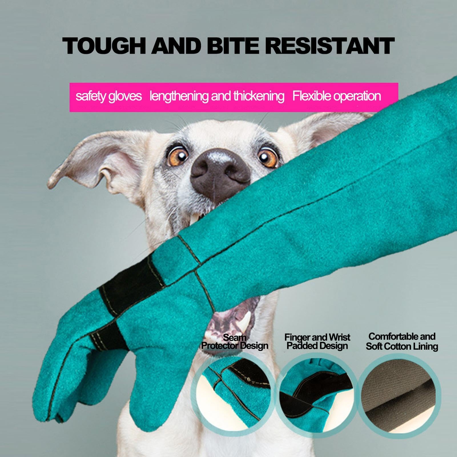 Mehrzweck-Handschuhe für Reptilien, bissfest, durchstichsicher, verstärkte Polsterung, Hund für Tierärzte, Tierpfleger, Hundefriseure | Polsterung, Hund für Tierärzte, Tierpfleger, Hundefriseure