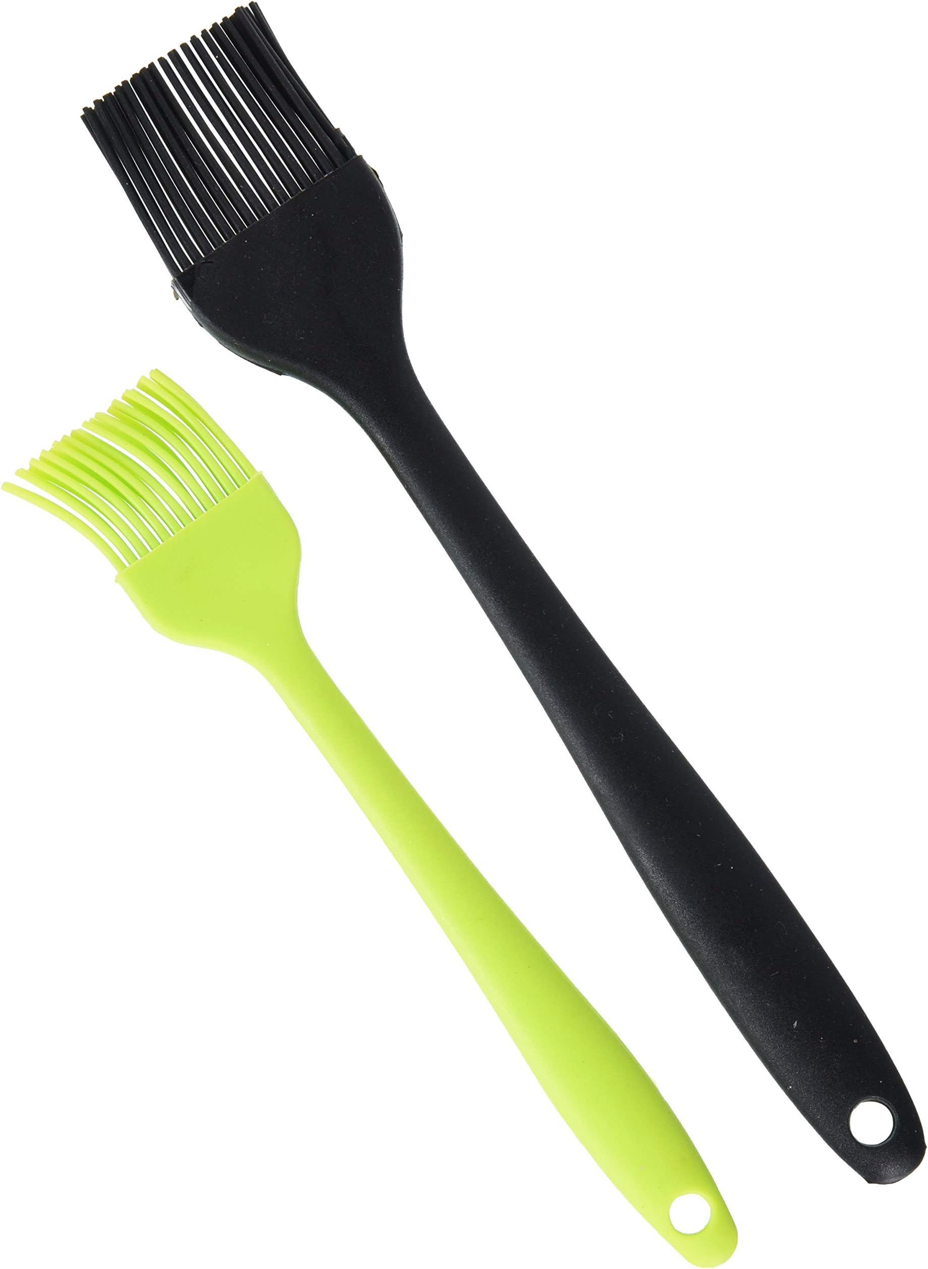 Montreal Baking Silicone Pastry 2 Pack — Heat Resistant Basting Brush Set Elegantly Designed + Dishwasher Safe — Large Small Sizes, Black, Green