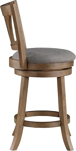 Miniatura 5 de OSP Home Furnishings Miller - Taburete giratorio con marco de madera de roble, piel sintética gris paloma