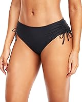 Daci Women's Full Coverage Mid-Waist Bikini Bottoms with Adjustable Side Ties - Tummy Control Swimsuit