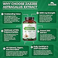 Vista 6 de Zazzee Extracto de Raíz de Astrágalo Extra Fuerte 20:1, Potencia de 5000 mg, 70% Polisacáridos, 180 Cápsulas Veganas, Suministro para 6 Meses, 100%